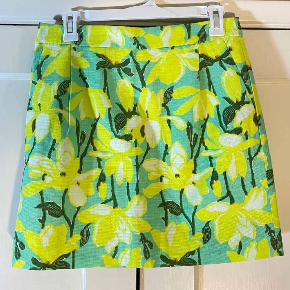J. Crew Green Floral Mini Skirt Size 4